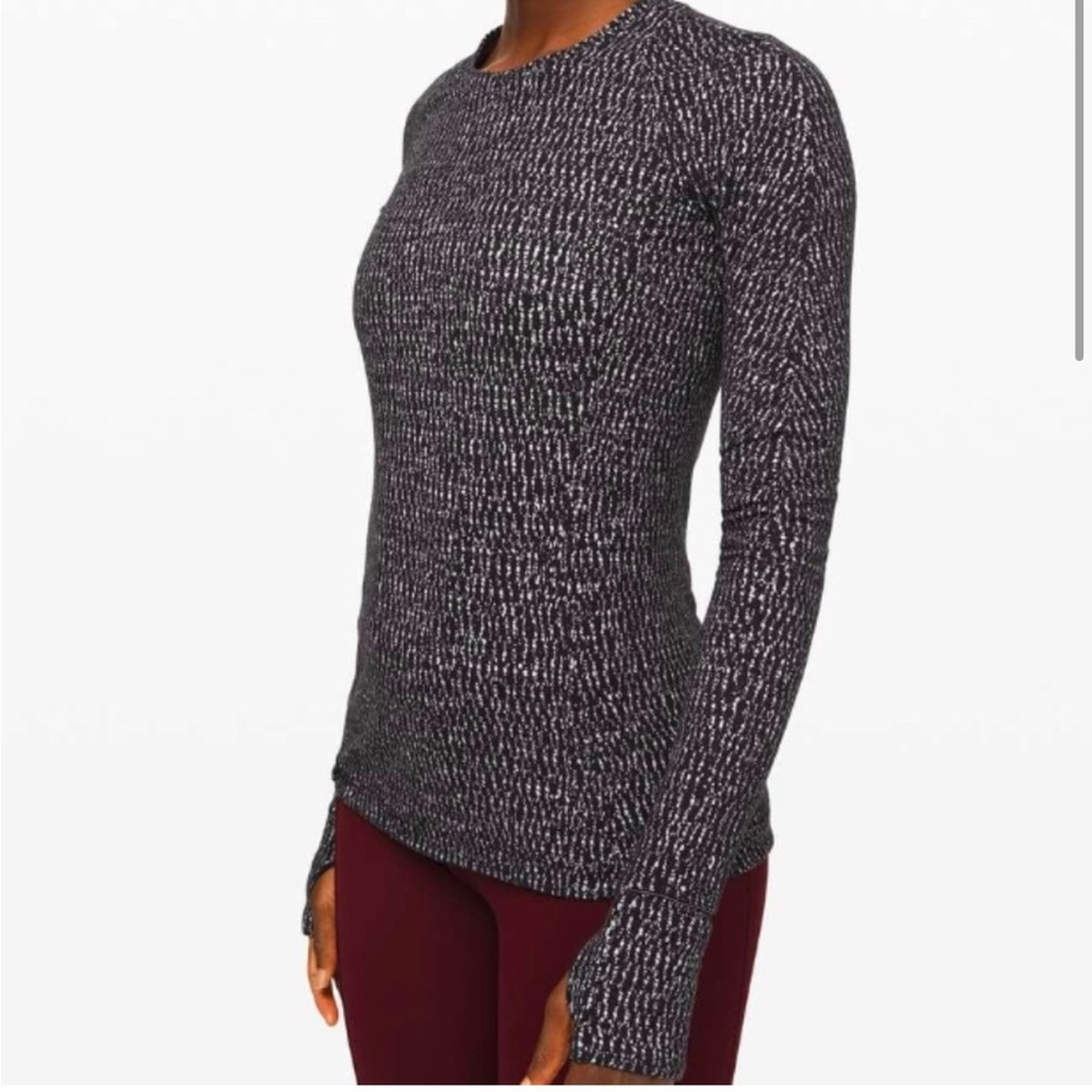 Lululemon Runderful Long Sleeve in Knotted Jacquard Black White